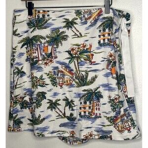 Vtg White Stag Skort XL 16/18 Multicolor Tropical Palm Tree Resort Cotton Blend